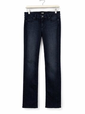 PAIGE Skyline Straight Jeans Dark Wash Sz 28 Tall Minimalist Designer Luxury
